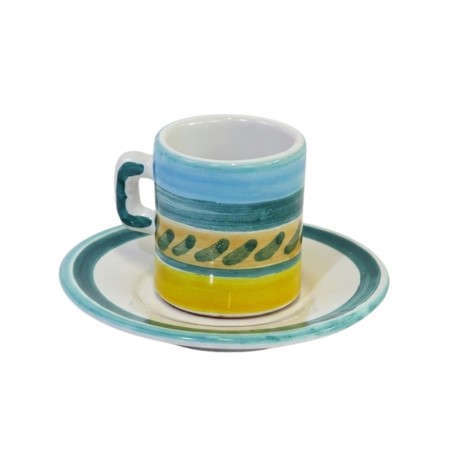 Tazzina caffè cilindrica Piattino Naxos Ceramiche siciliane De Simone Tazzina caffè cilindrica Piattino Naxos Ceramiche siciliane De Simone